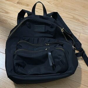 Marc Jacobs black nylon backpack, gold details, in good condition